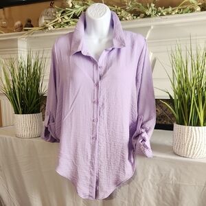 Simply Vera Vera Wang Light Lavender Button-Down Shirt